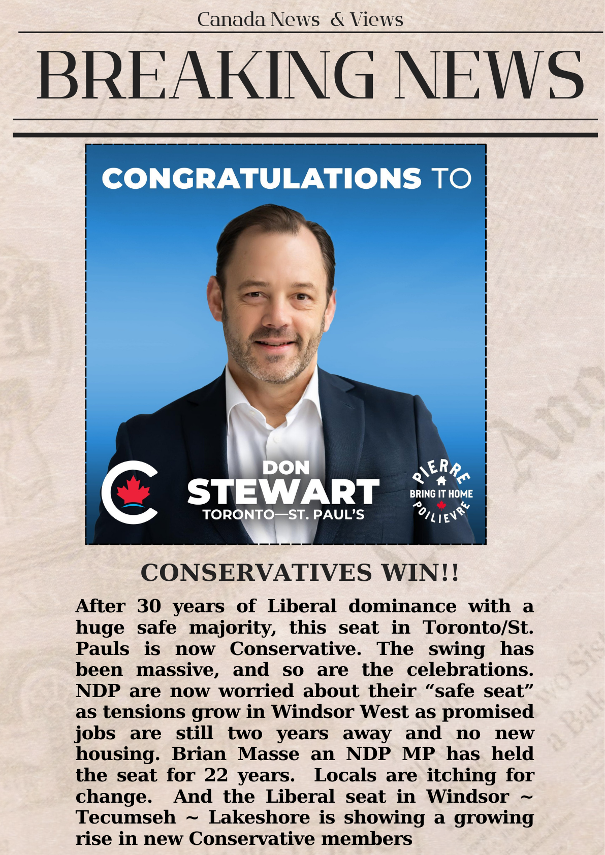 Don Stewart Conservative wins Liberal seat