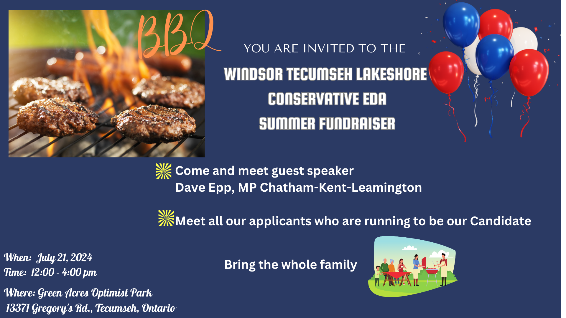 Windsor Tecumseh Lakeshore EDA BBQ fundraiser