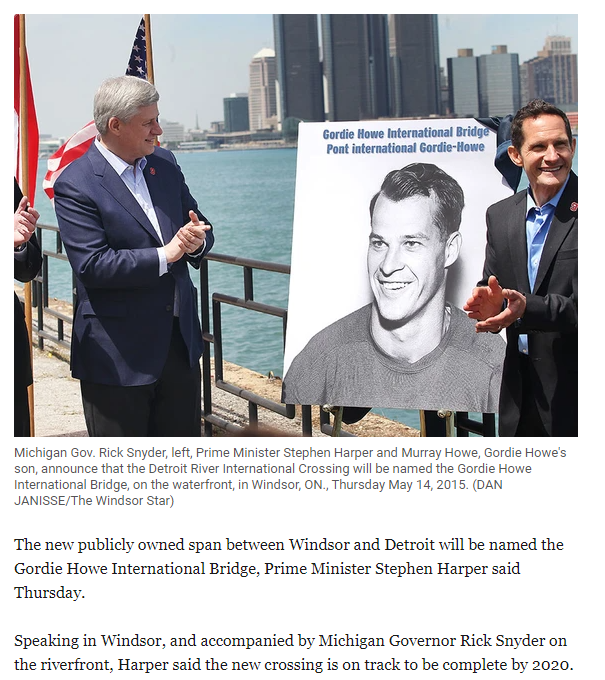 Conservative party announces new Gordie Howe bridge